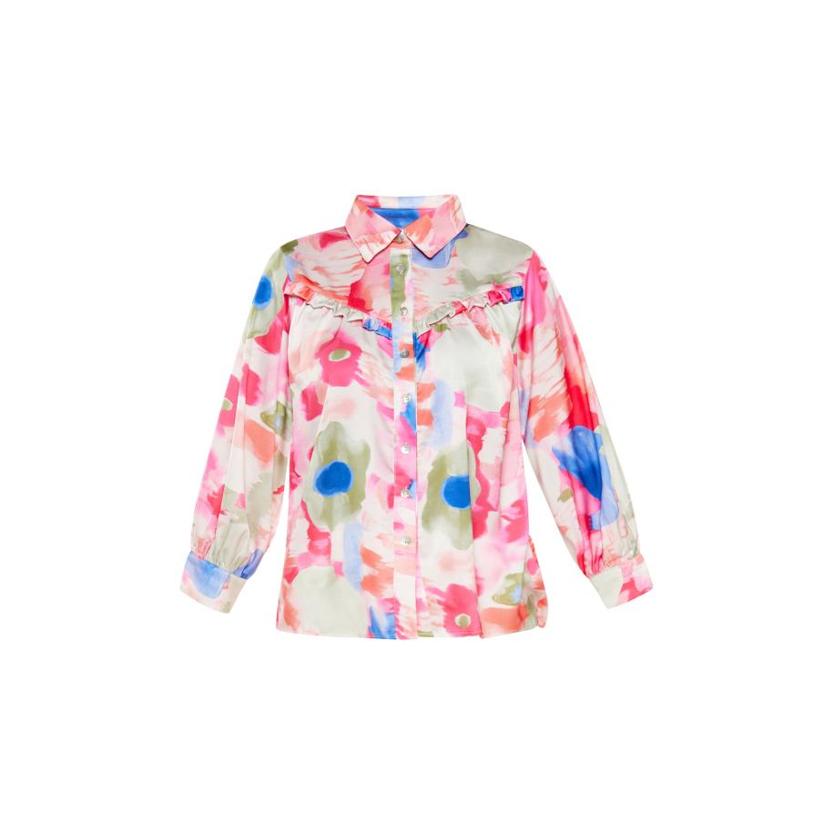 FELIPA FELIPA Blouse Fashion Look blauw / olijfgroen / pink / wit -