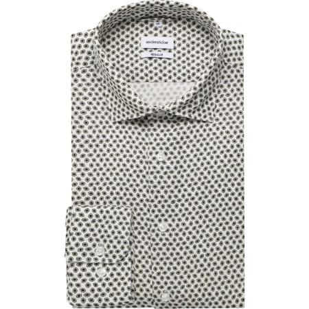 Seidensticker Linnen Overhemd zand, Motief