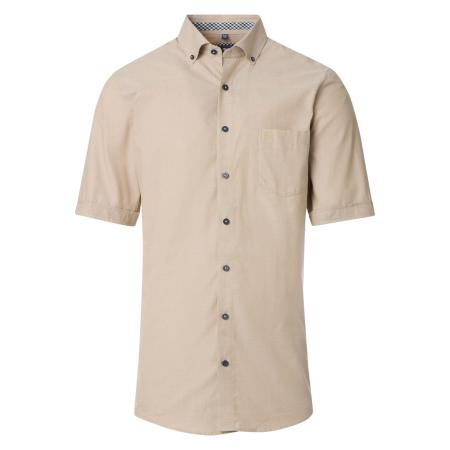 Redmond Casual Overhemd Korte mouw beige