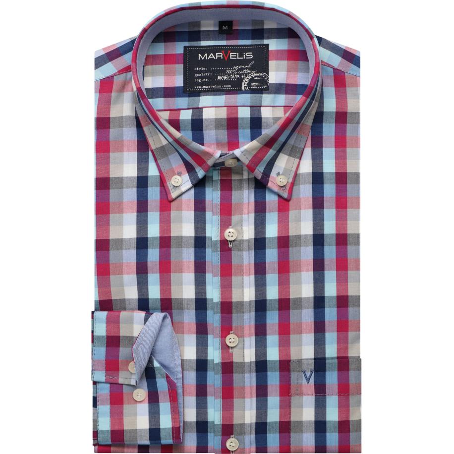 Marvelis Casual Overhemd roze, Ruit Roze