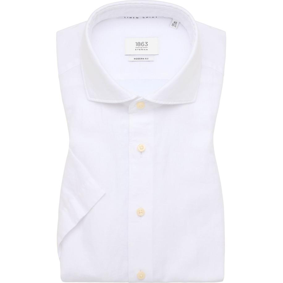 ETERNA 1863 Linnen Overhemd wit, Effen Wit