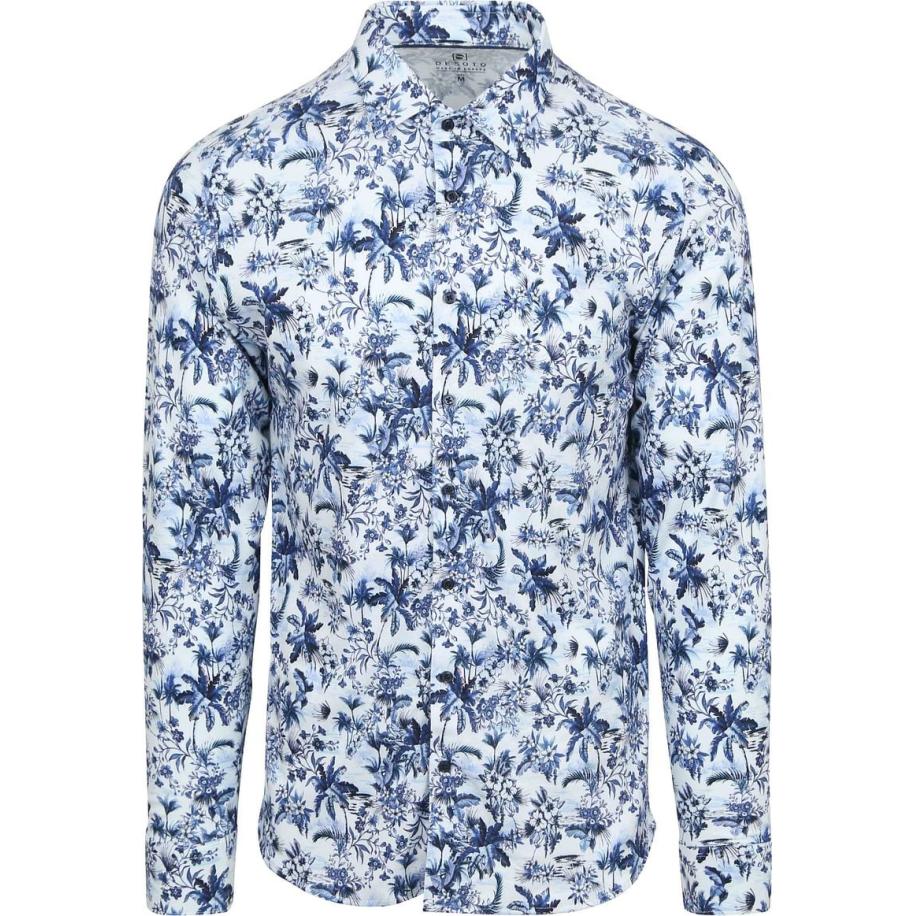 Desoto Overhemd Print Bloem Blauw Blauw