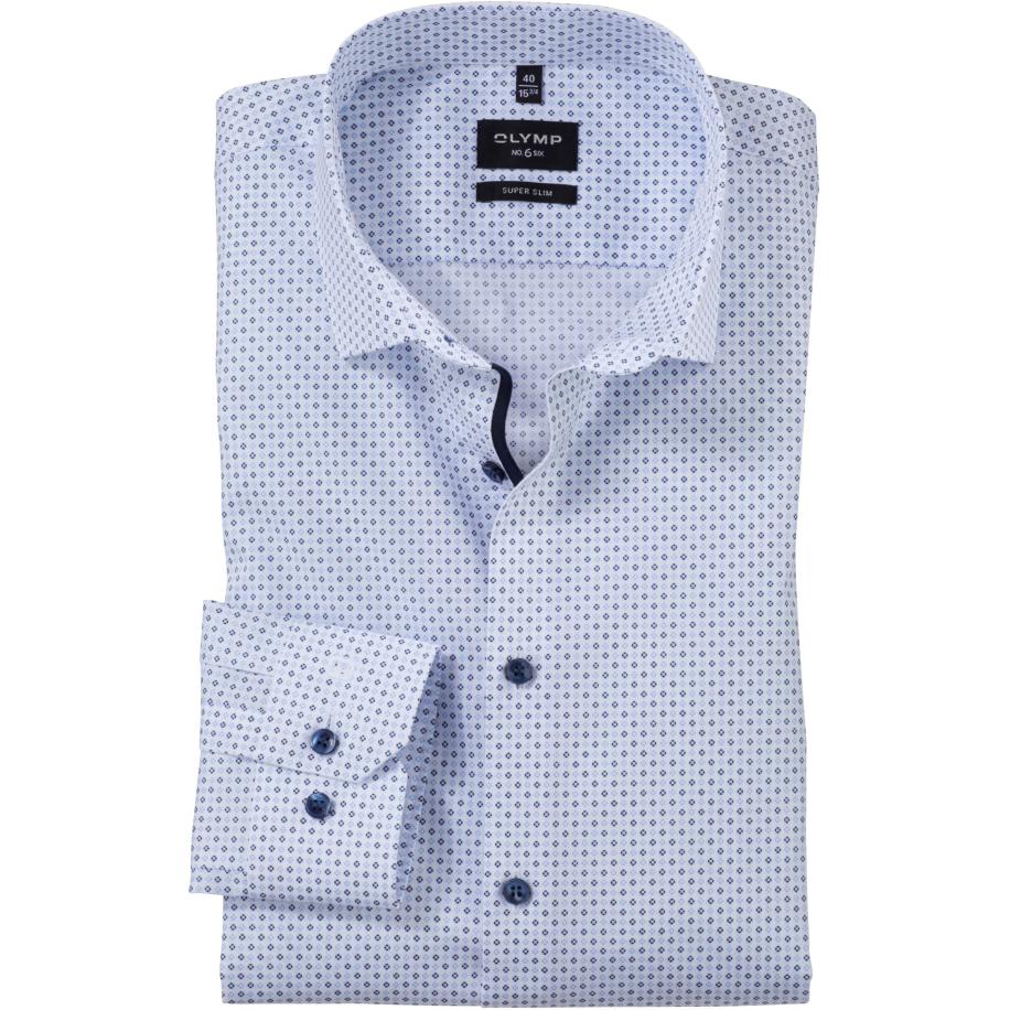 OLYMP No. Six Overhemd wit, Bedrukt Wit