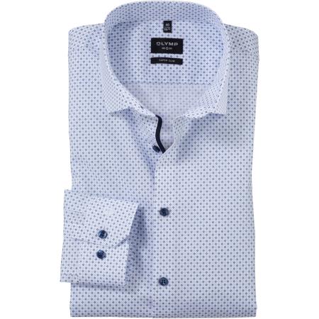 OLYMP No. Six Overhemd wit, Bedrukt