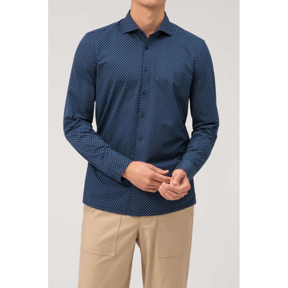 OLYMP Level Five 24/Seven Jersey shirt marine/wit, Stippen Multicolor