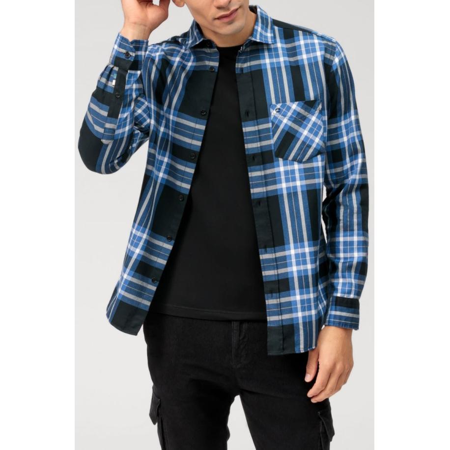 OLYMP Casual Overhemd marine, Ruit Blauw