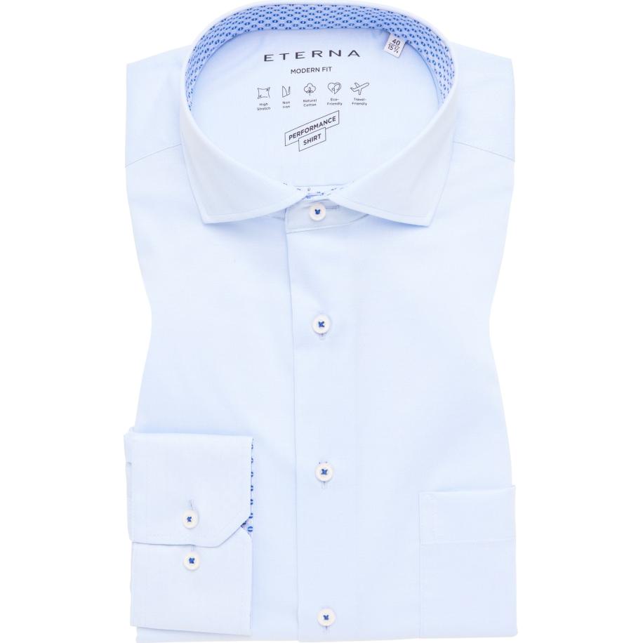 ETERNA Performance Overhemd lichtblauw, Effen Blauw