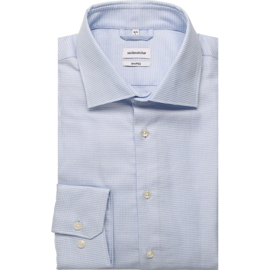 Seidensticker Overhemd lichtblauw, Ruit Blauw