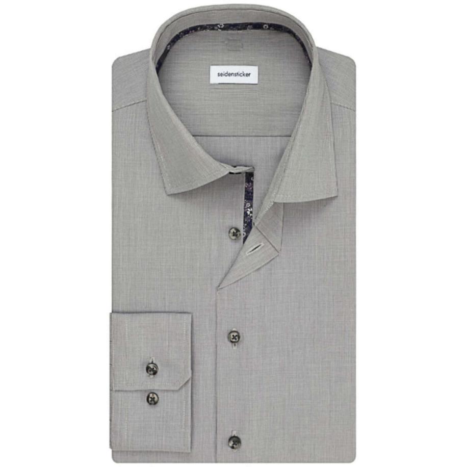 Seidensticker Overhemd grijs, Effen Grijs