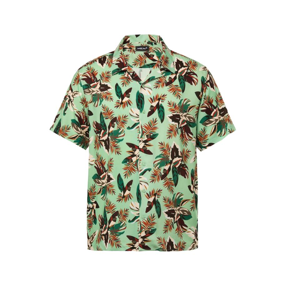 men plus Men Plus Overhemd lichtbeige / roestbruin / mintgroen / donkergroen -