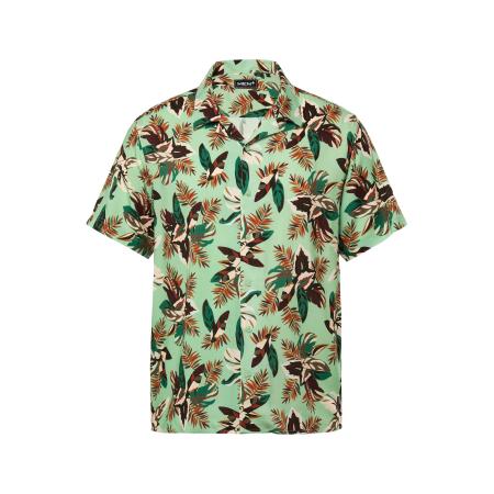 men plus Men Plus Overhemd lichtbeige / roestbruin / mintgroen / donkergroen