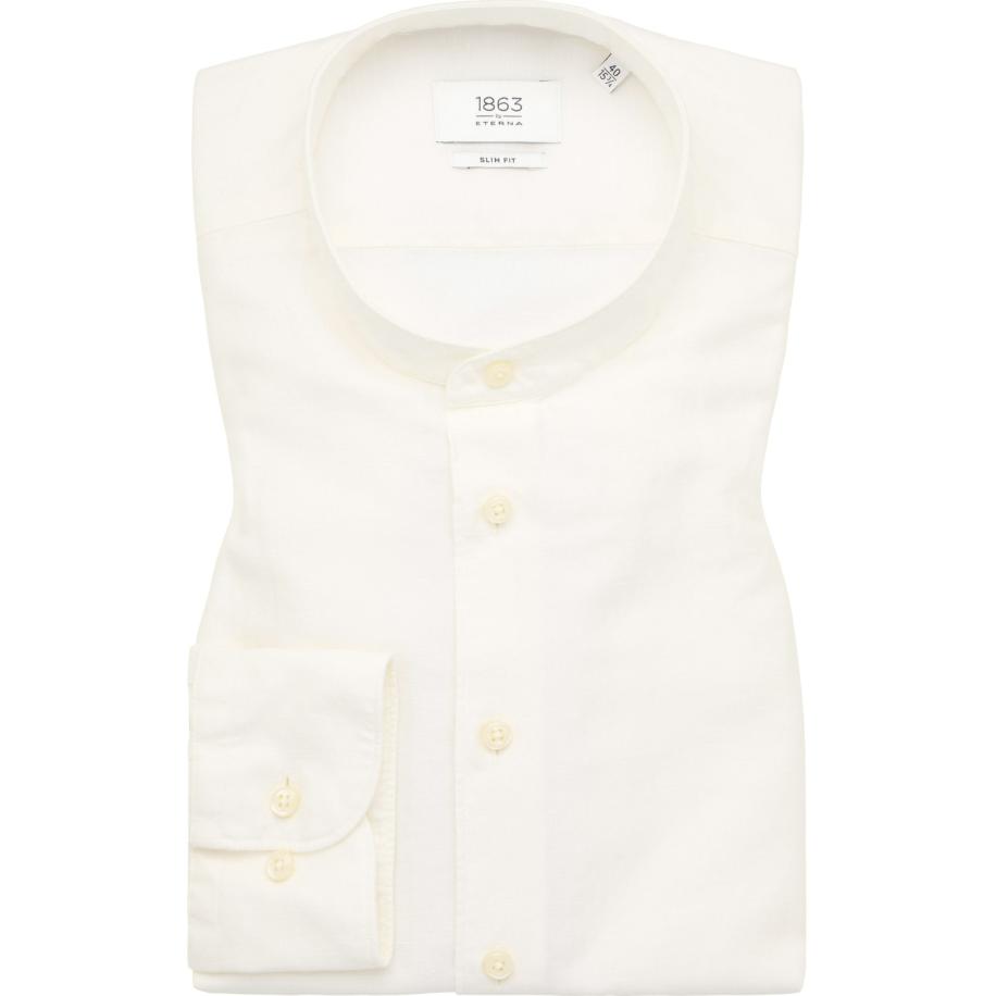 ETERNA 1863 Linnen Overhemd beige, Effen Bruin