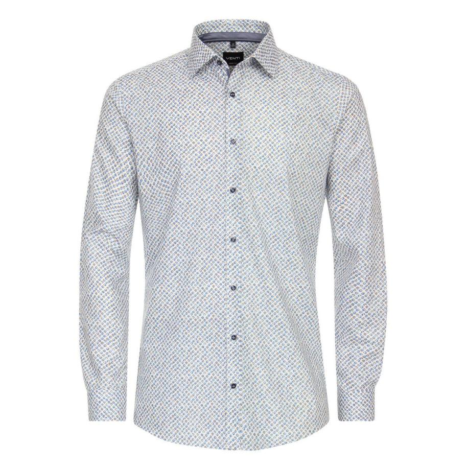 Venti Overhemd blauw, Bedrukt Blauw