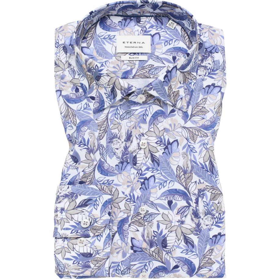ETERNA Overhemd blauw, Bedrukt Blauw