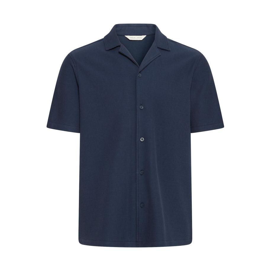 Casual Friday Casual Friday Overhemd CFARCHER knitted donkerblauw -