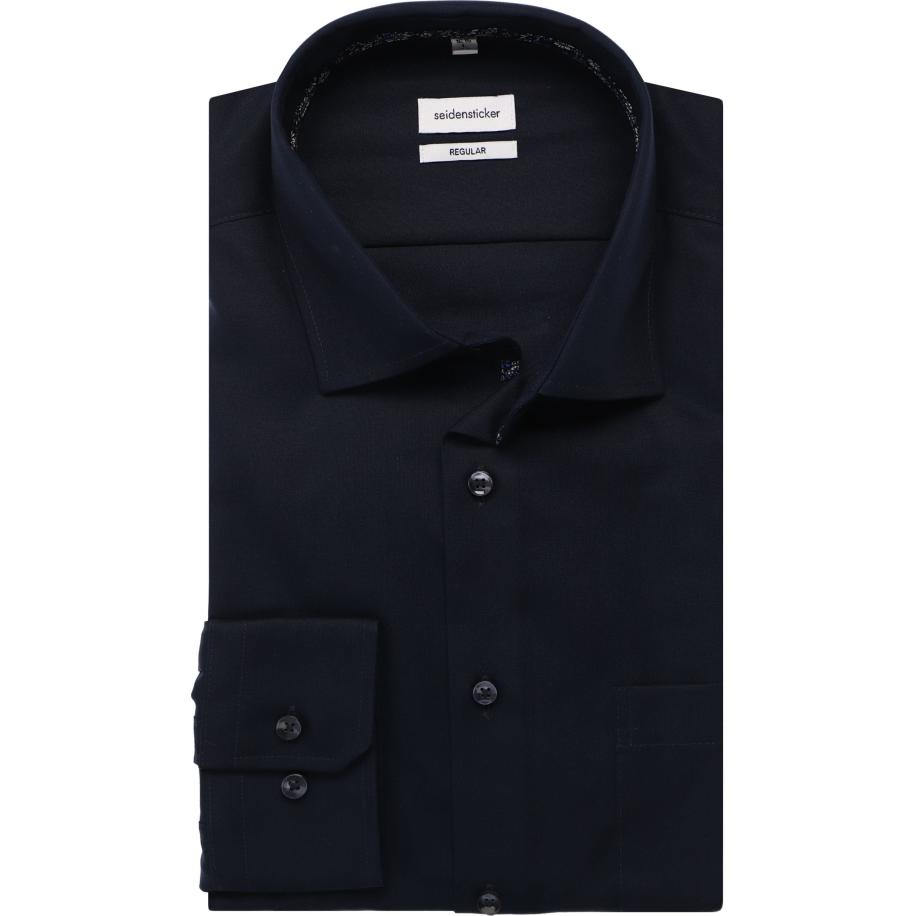 Seidensticker Overhemd donkerblauw, Effen Blauw