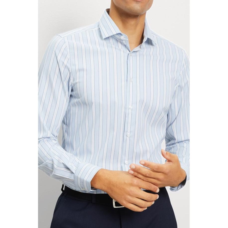OLYMP Level Five Overhemd blauw, Gestreept Blauw