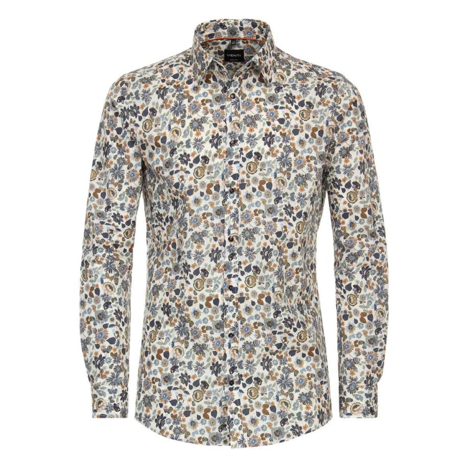 Venti Overhemd bruin, Bedrukt Bruin