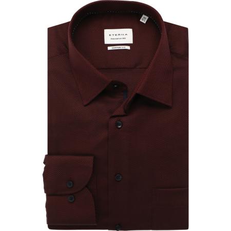 ETERNA Overhemd donkerrood, Gestructureerd