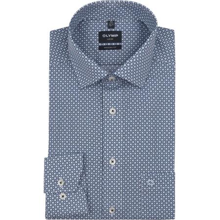 Olymp Luxor Overhemd Extra Lange Mouw Bloemenprint Blauw