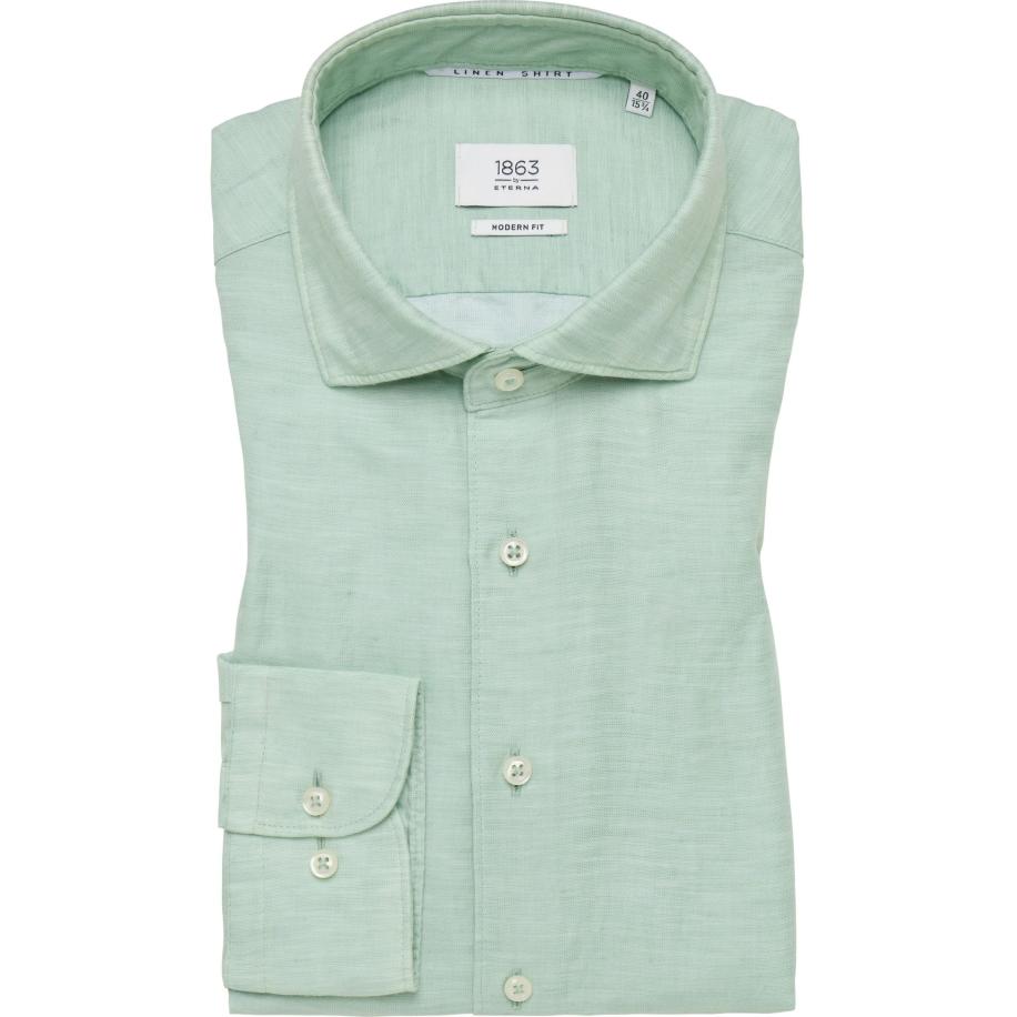 ETERNA 1863 Linnen Overhemd groen, Effen Groen