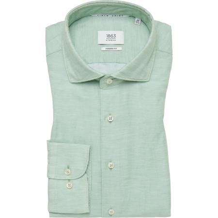 ETERNA 1863 Linnen Overhemd groen, Effen