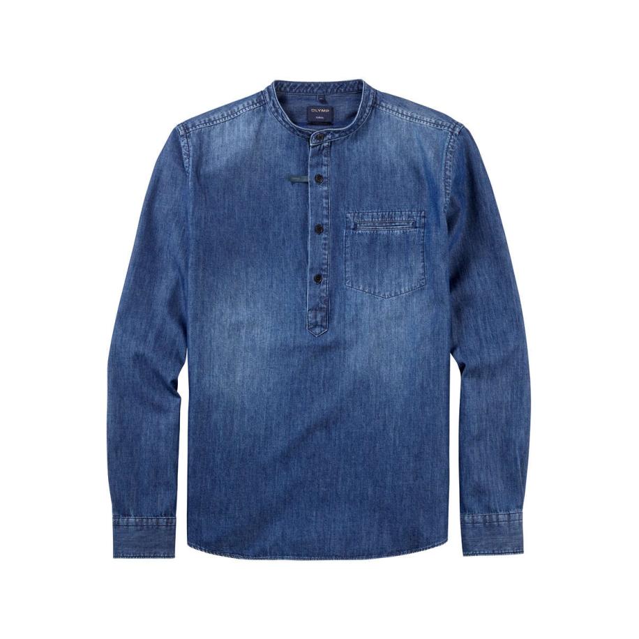 OLYMP Casual Overhemd indigo, Effen Blauw