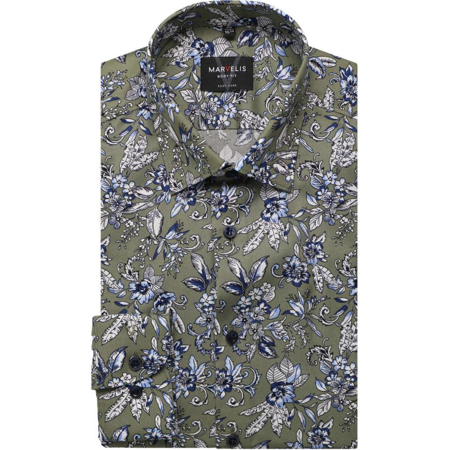 Marvelis Overhemd olijf, Bedrukt Groen