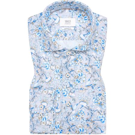 ETERNA 1863 Linnen Overhemd lichtblauw, Bedrukt