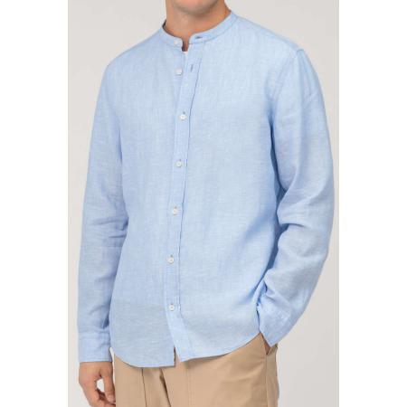 OLYMP Casual Linnen Overhemd blauw, Effen