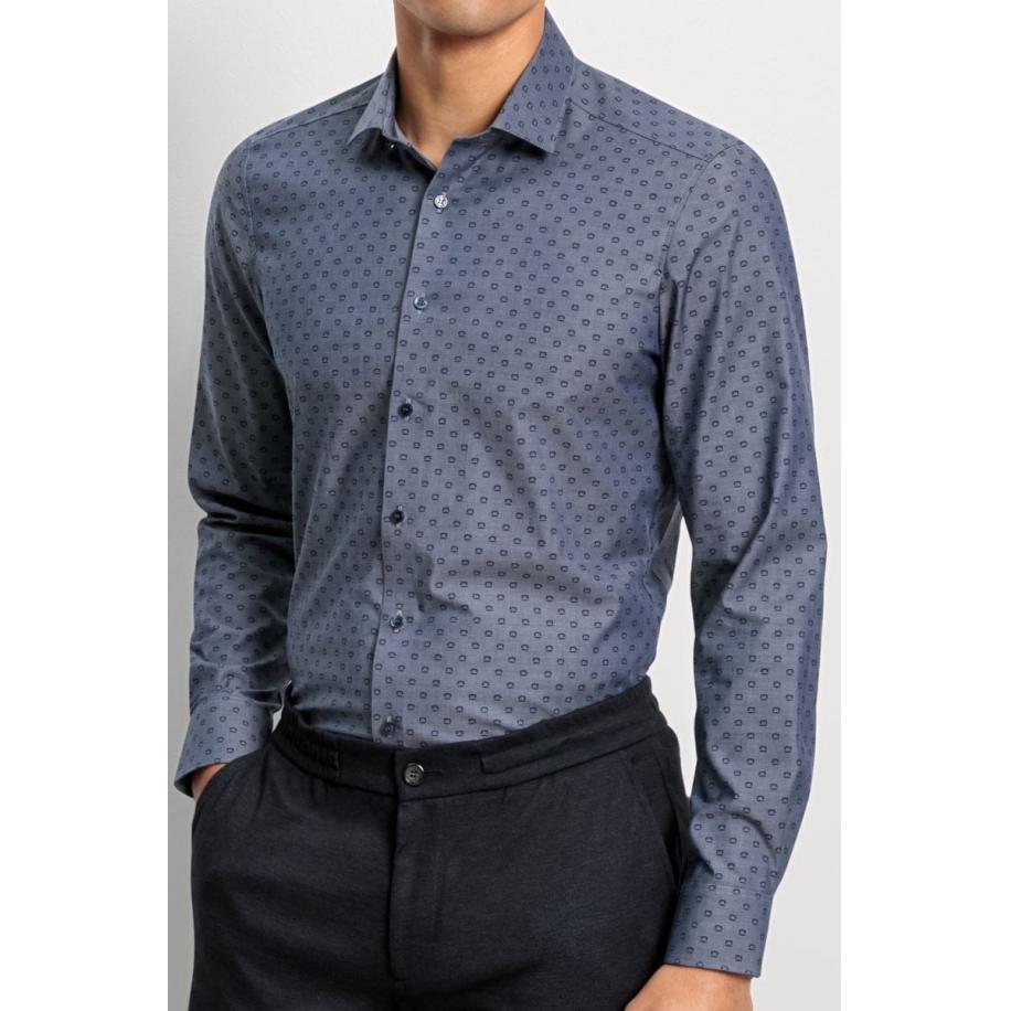 OLYMP Level Five Overhemd marine, Bedrukt Blauw