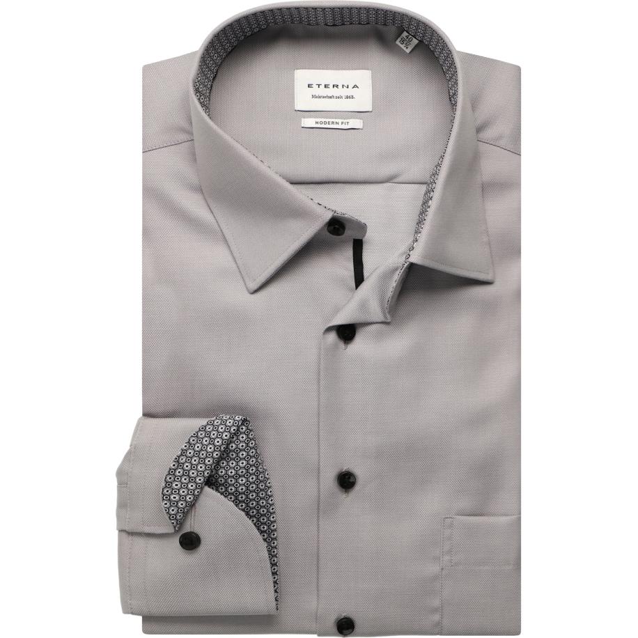 ETERNA Overhemd grijs, Gestructureerd Grijs
