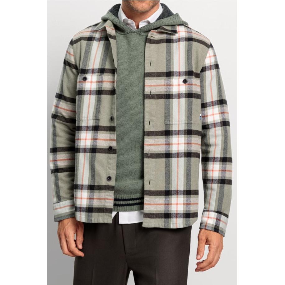 OLYMP Casual Overshirt olijf, Ruit Groen