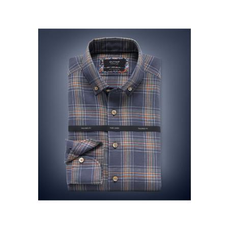 OLYMP SIGNATURE Soft Business Linnen Overhemd donkerblauw, Ruit