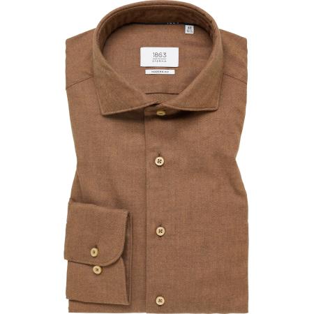 ETERNA 1863 Flanellen Overhemd bruin, Effen