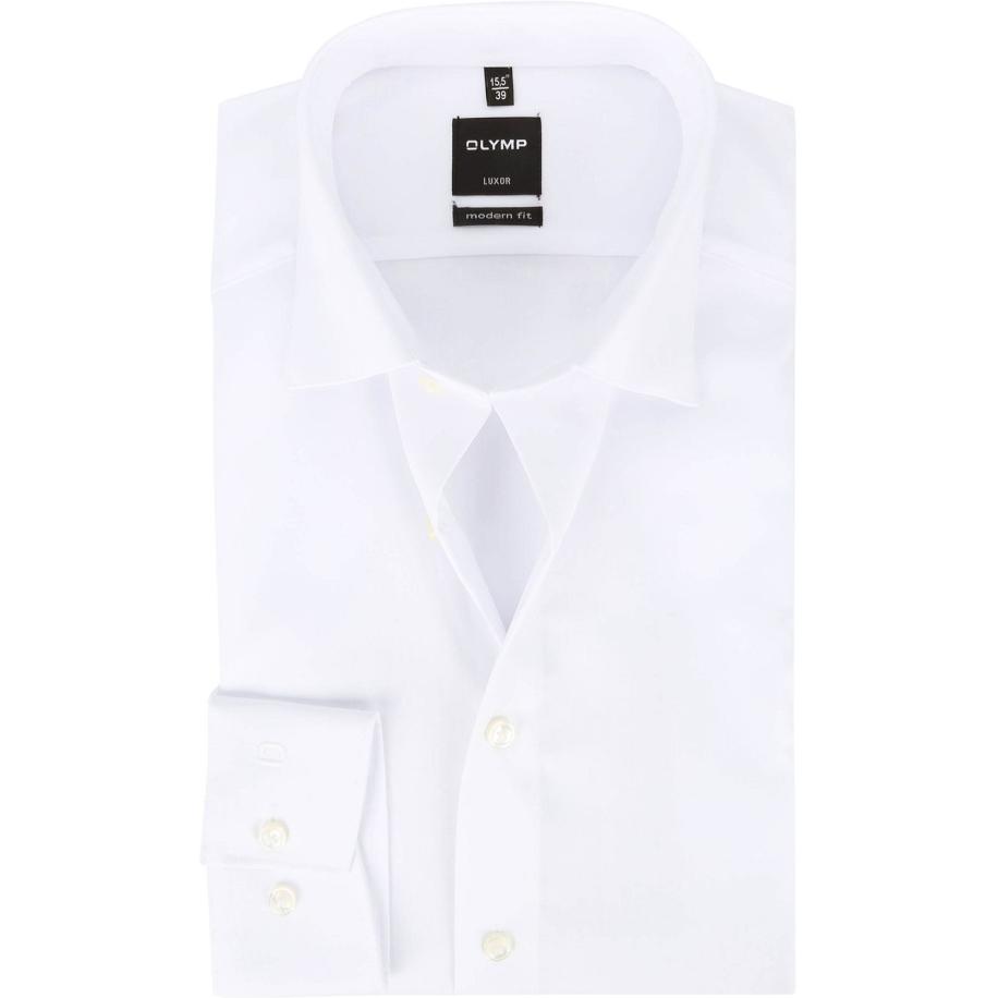 OLYMP Luxor Overhemd Effen Wit Wit