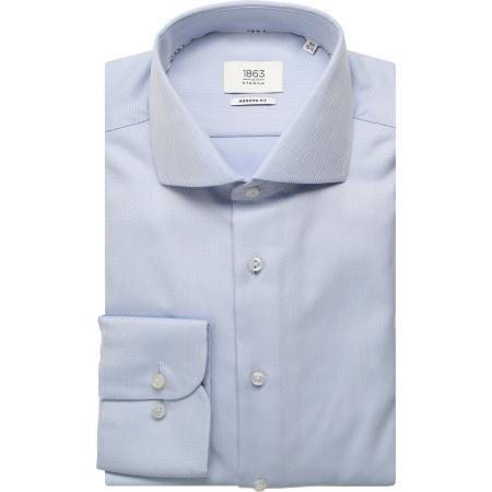 ETERNA 1863 Overhemd middenblauw, Gestructureerd