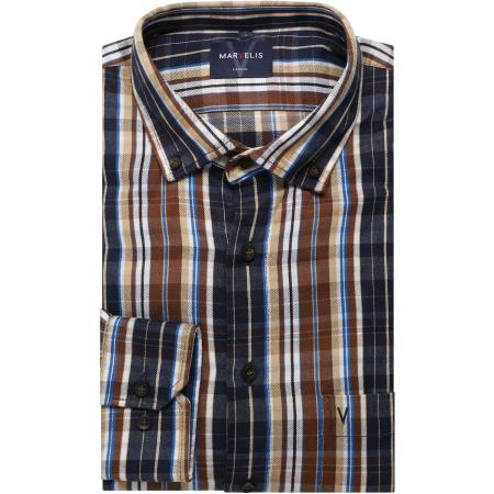 Marvelis Casual Flanellen Overhemd bruin, Ruit