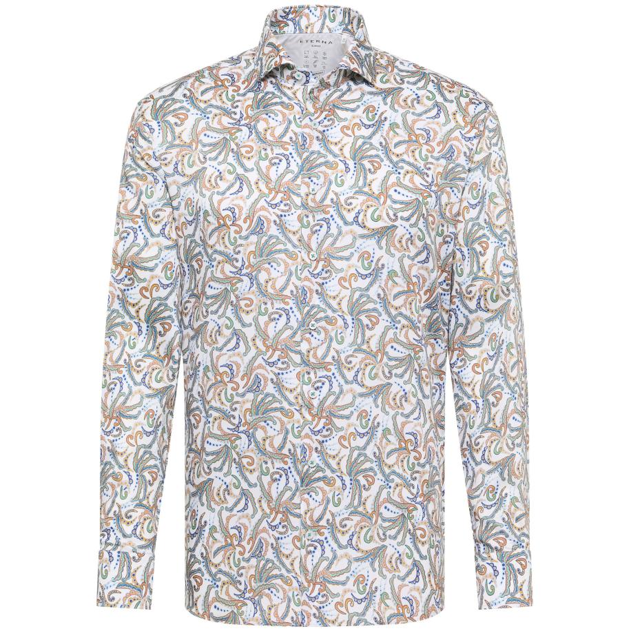 Eterna ETERNA Overhemd blauw / abrikoos / donkerroze / offwhite -