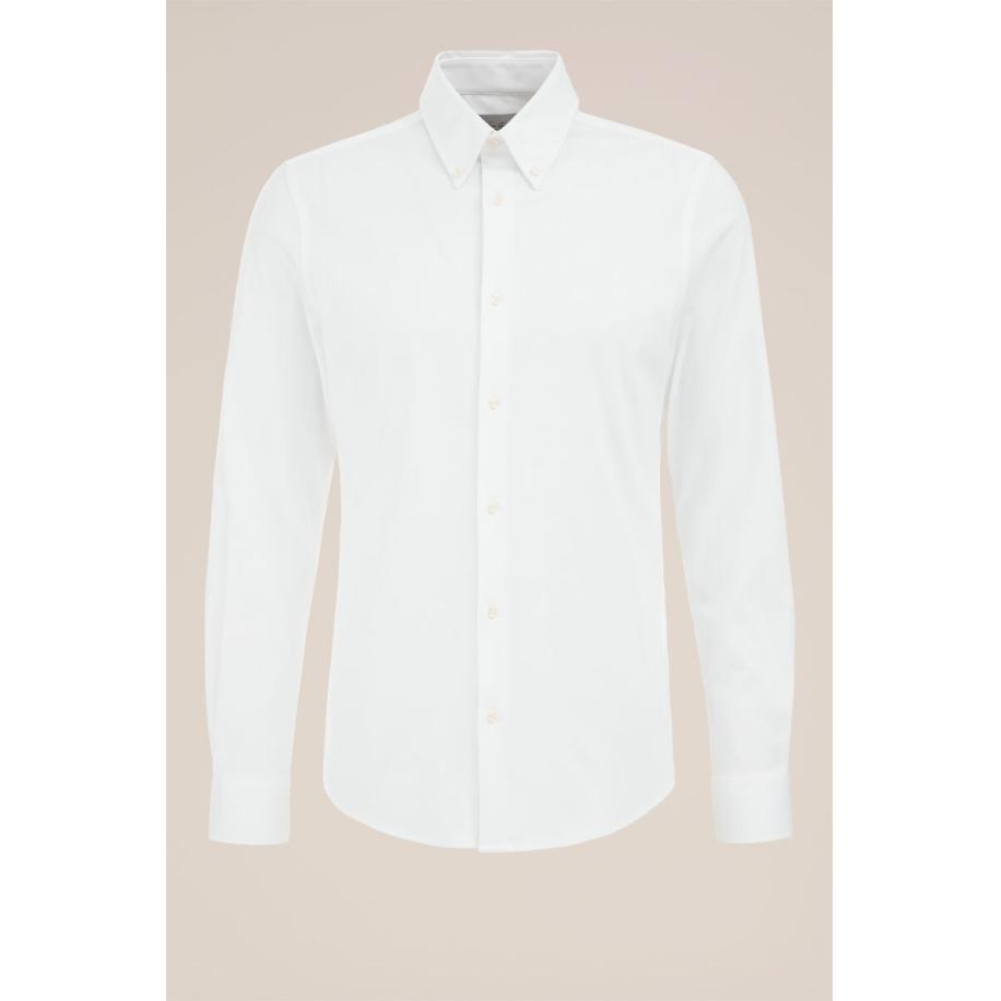 Van Gils heren katoenen overhemd met stretch - Slim Fit - Wit - Katoen - Maat: XS Wit