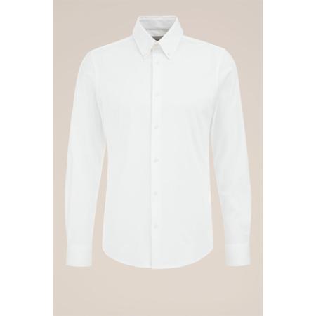 Van Gils heren katoenen overhemd met stretch - Slim Fit - Wit - Katoen - Maat: XS