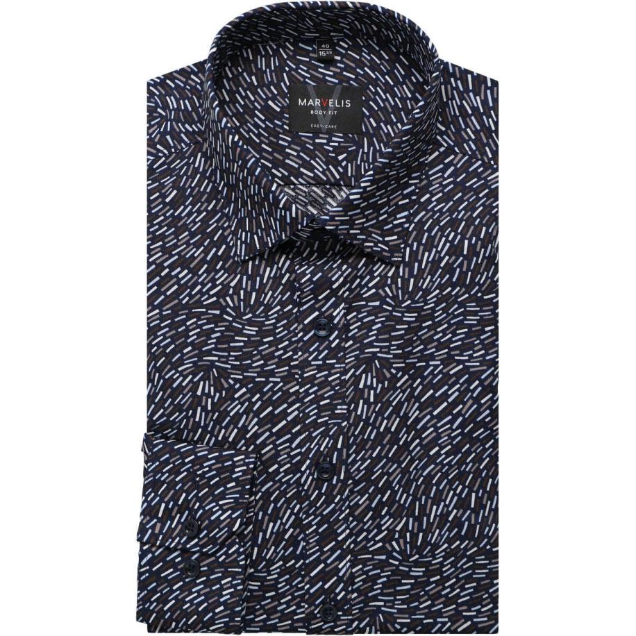 Marvelis Overhemd blauw/bruin, Motief Blauw