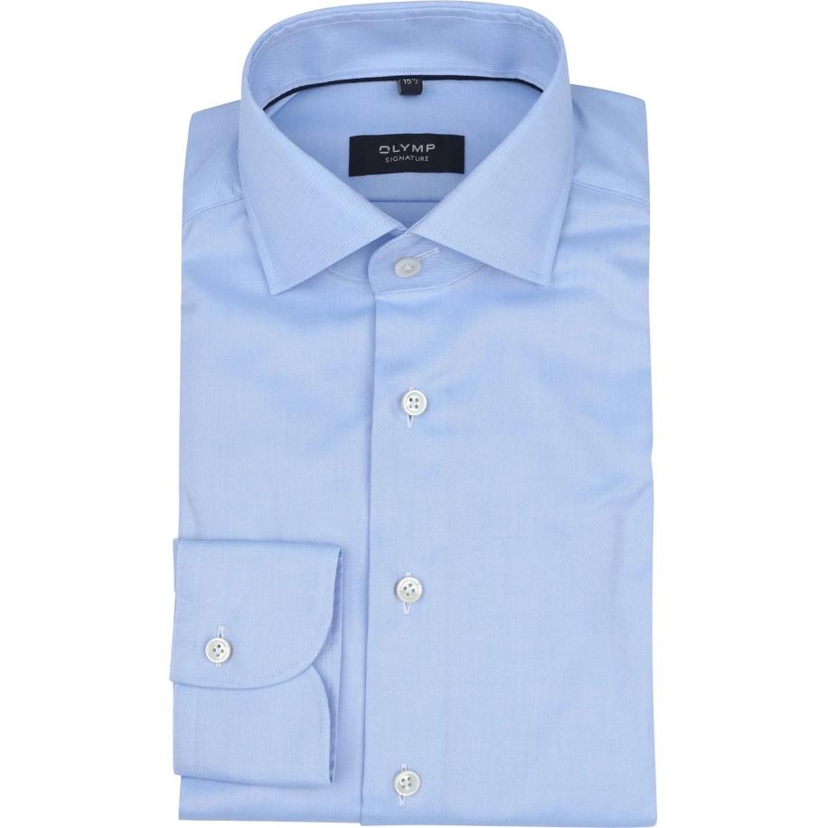 Olymp Signature Twill Overhemd Lichtblauw Blauw