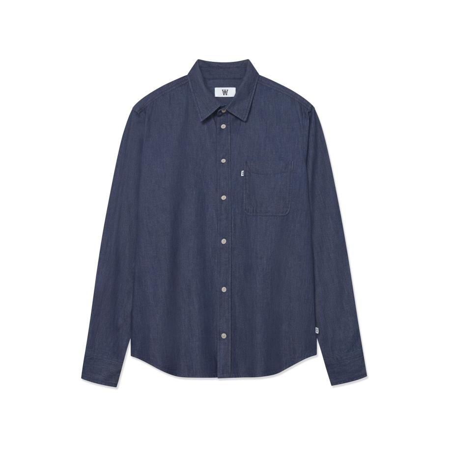 WOOD WOOD Overhemd Adrian donkerblauw Blauw