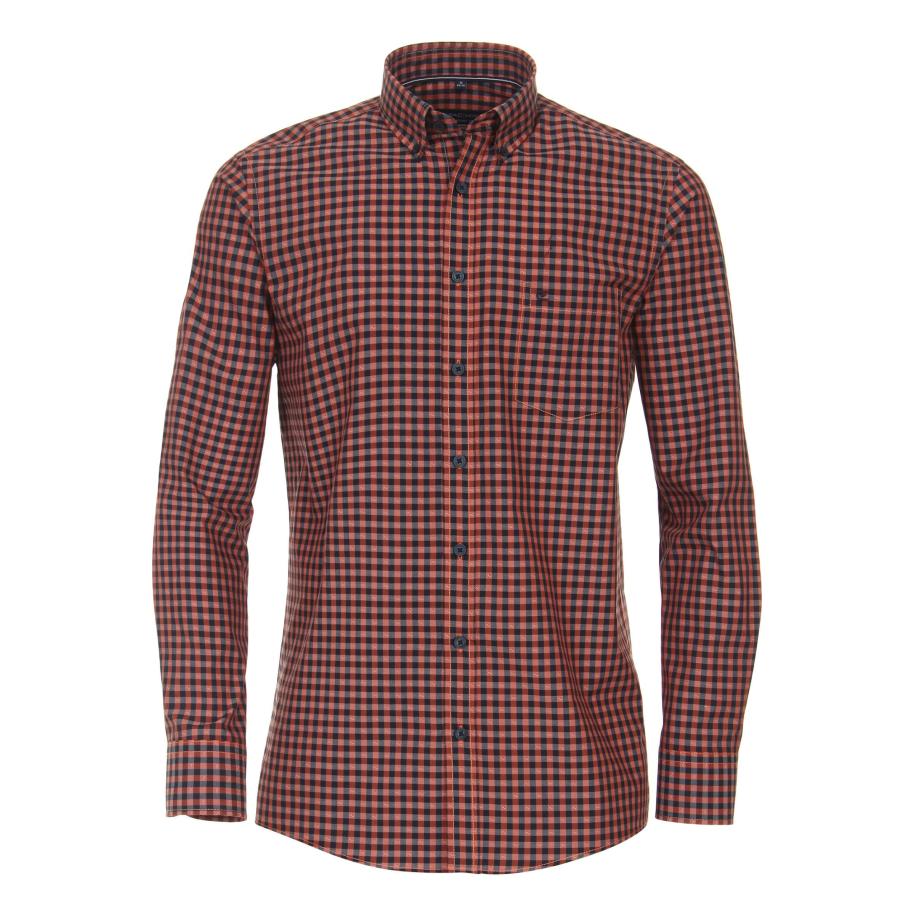 Casa Moda Overhemd oranje, Ruit Oranje