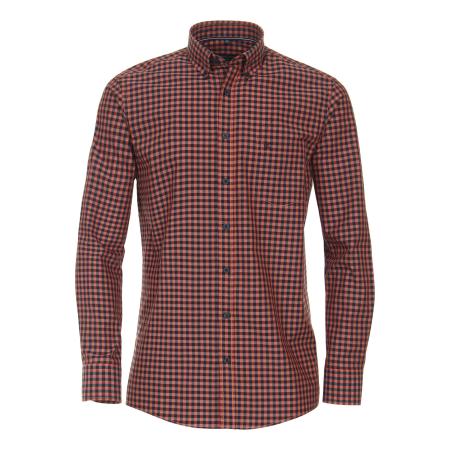 Casa Moda Overhemd oranje, Ruit