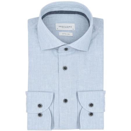 Profuomo Overhemd Linnen Blend Lichtblauw