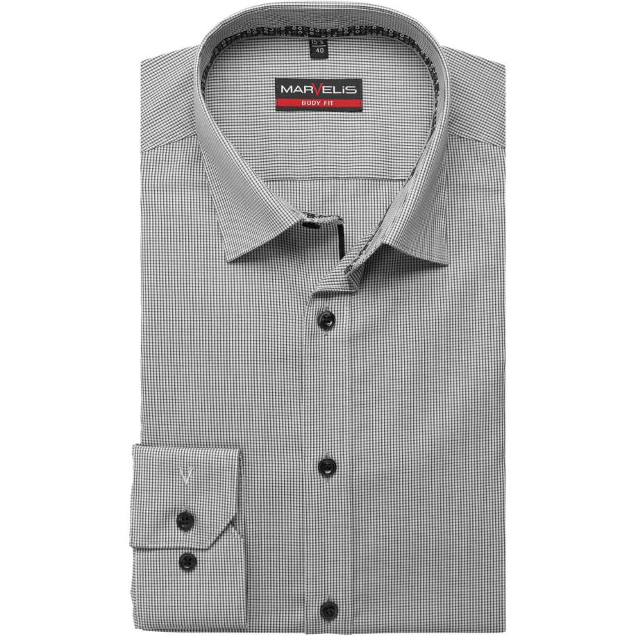 Marvelis Overhemd zwart, Ruit Zwart