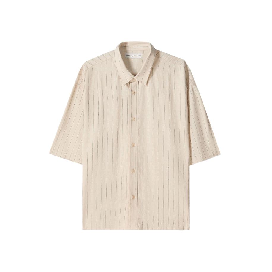 Bershka Bershka Overhemd zwart / natuurwit -