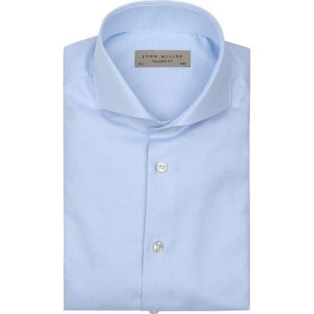 John Miller Overhemd Small Check Lichtblauw